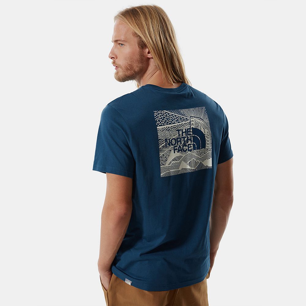 The North Face T-Shirts Mens Australia - The North Face Redbox Celebration Blue Mountain (WLO-513790